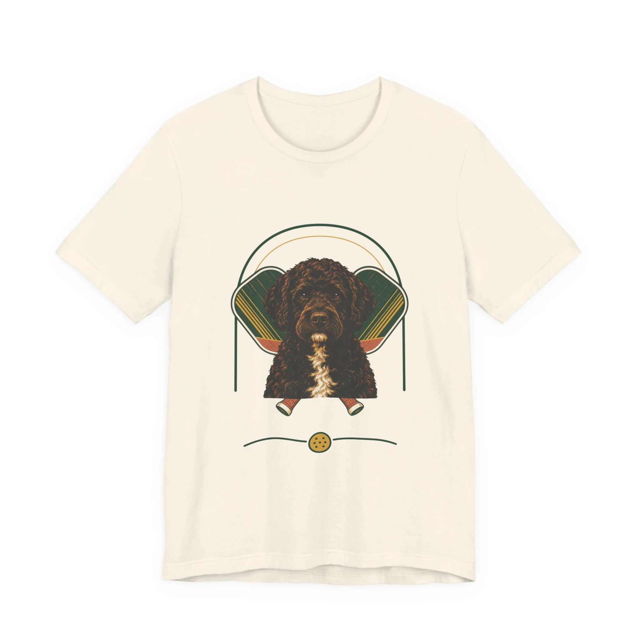 Portuguese Water Dog pickleball heritage crest t-shirt in Natural