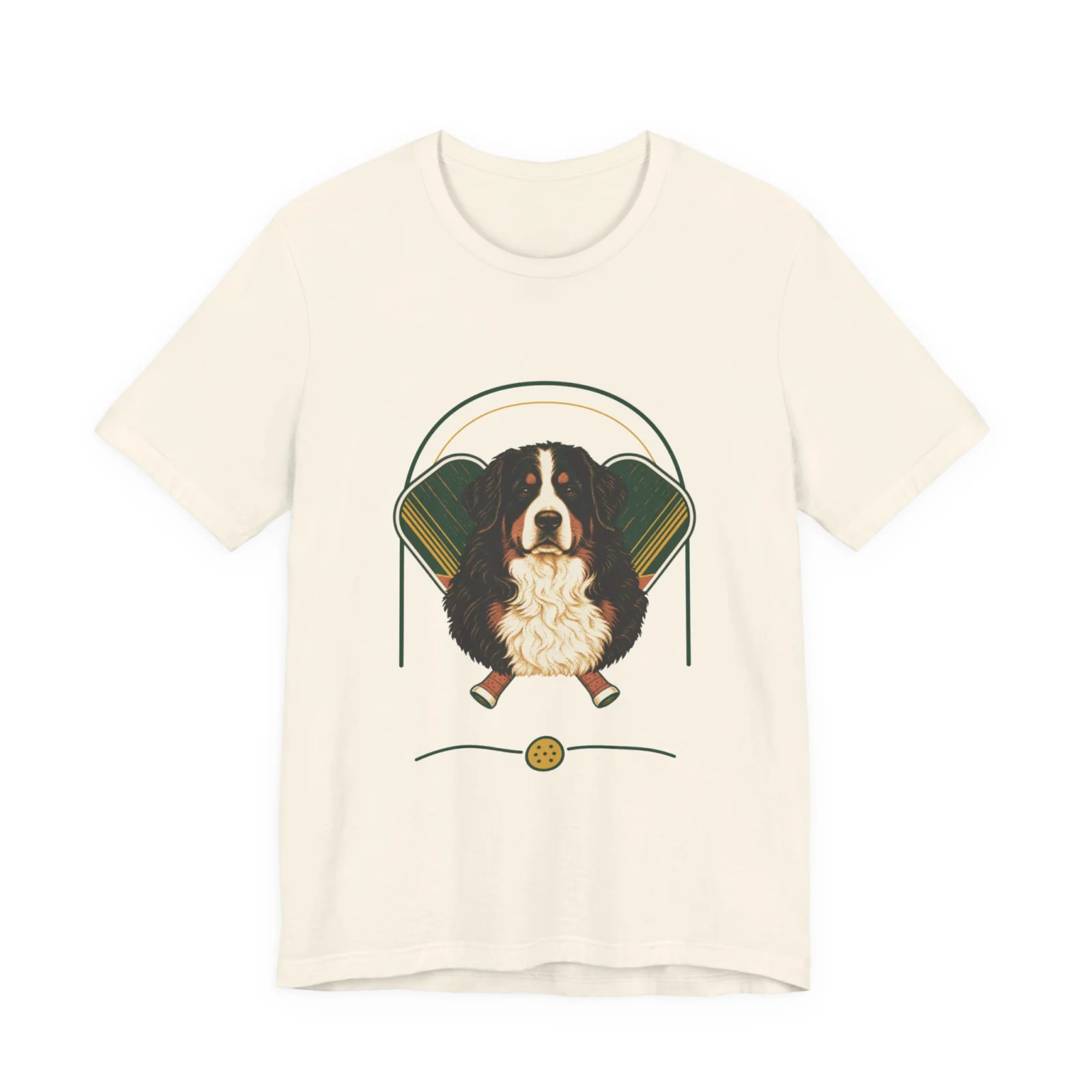 Bernese Mountain Dog pickleball heritage crest t-shirt in Natural