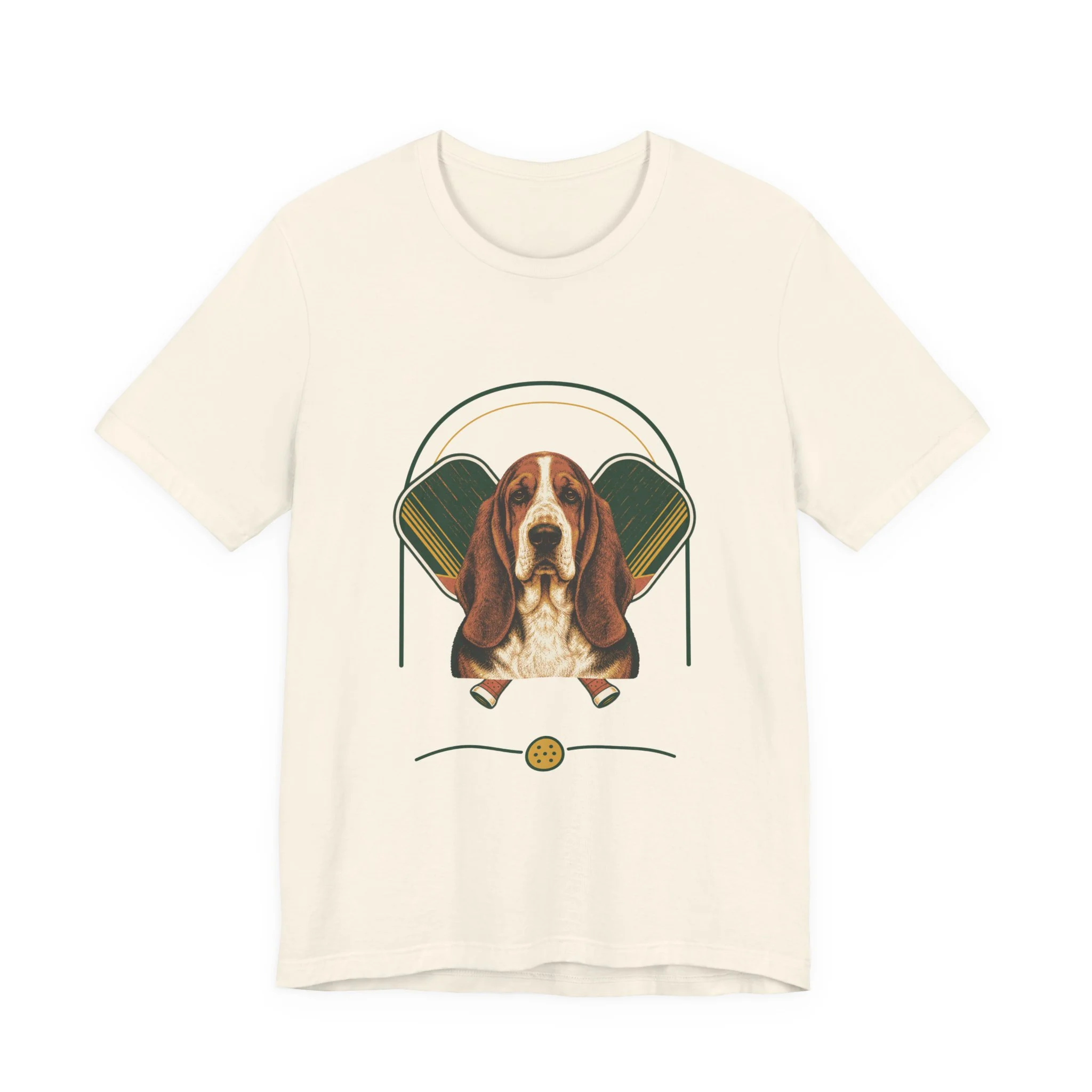 Basset Hound pickleball heritage crest t-shirt in Natural