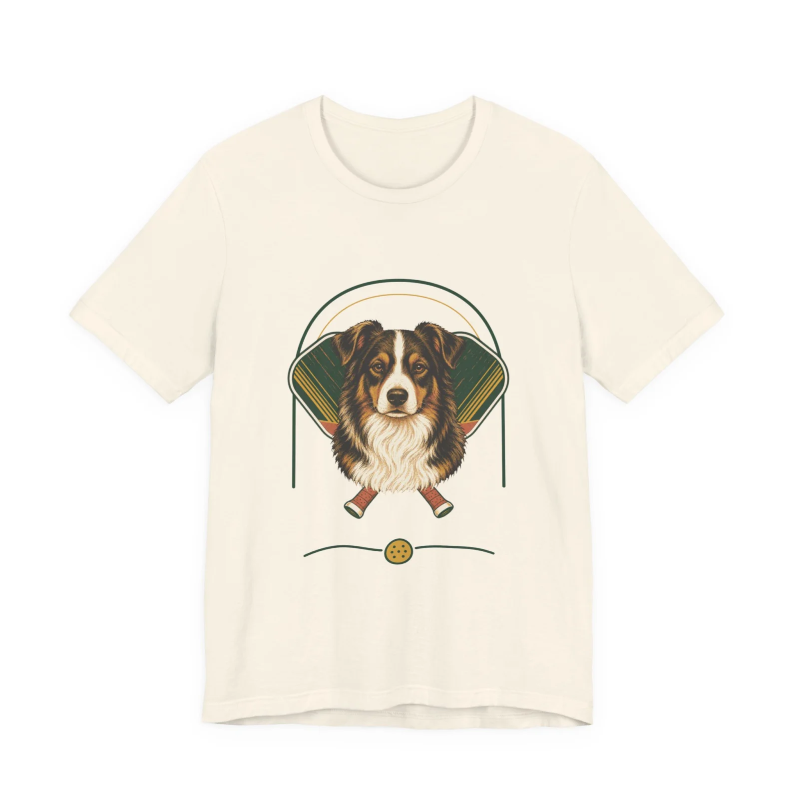 Miniature American Shepherd pickleball heritage crest t-shirt in Natural