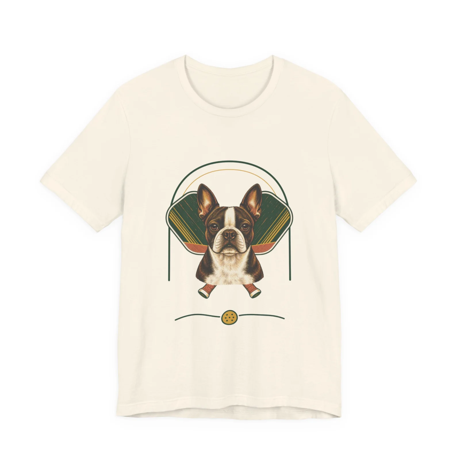 Boston Terrier pickleball heritage crest t-shirt in Natural