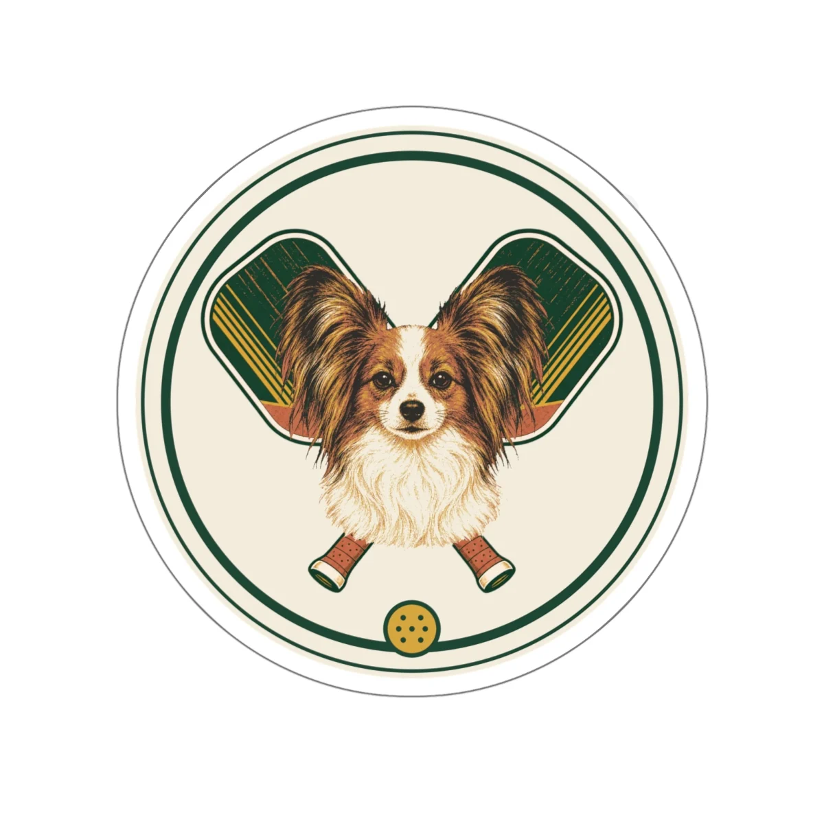Papillon pickleball heritage crest die-cut sticker