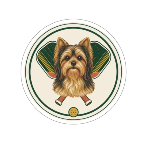 Yorkshire Terrier pickleball heritage crest die-cut sticker