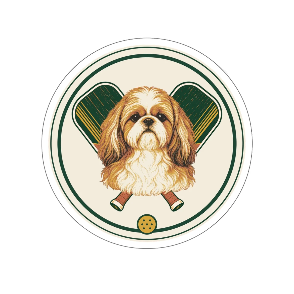 Shih Tzu pickleball heritage crest die-cut sticker