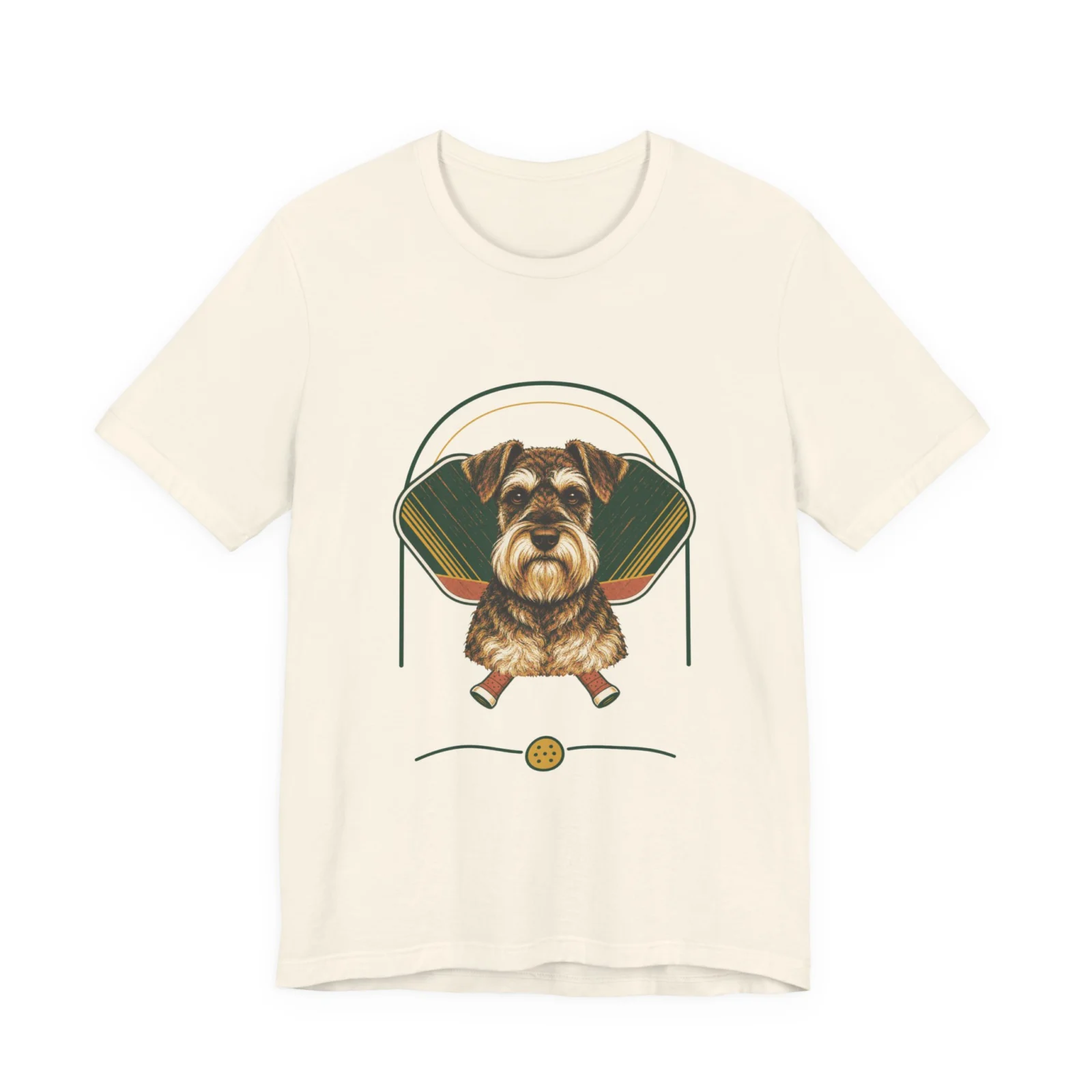 Miniature Schnauzer pickleball heritage crest t-shirt in Natural