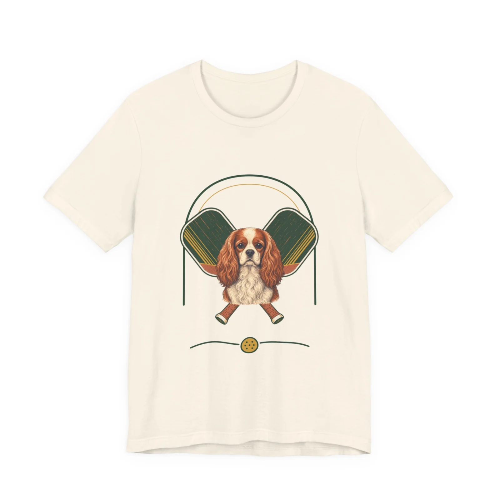 Cavalier King Charles Spaniel pickleball heritage crest t-shirt in Natural