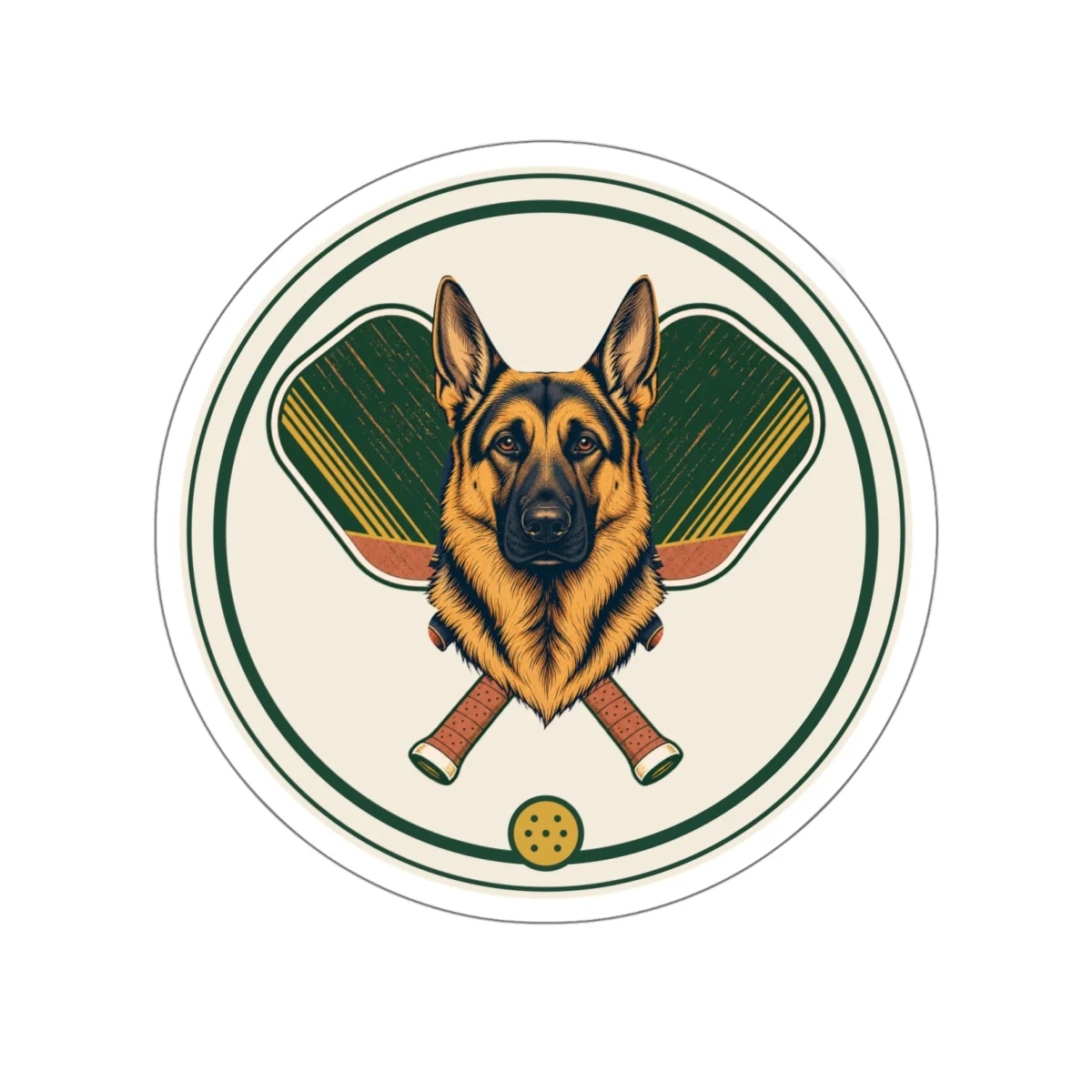 German Shepherd pickleball heritage crest die-cut sticker