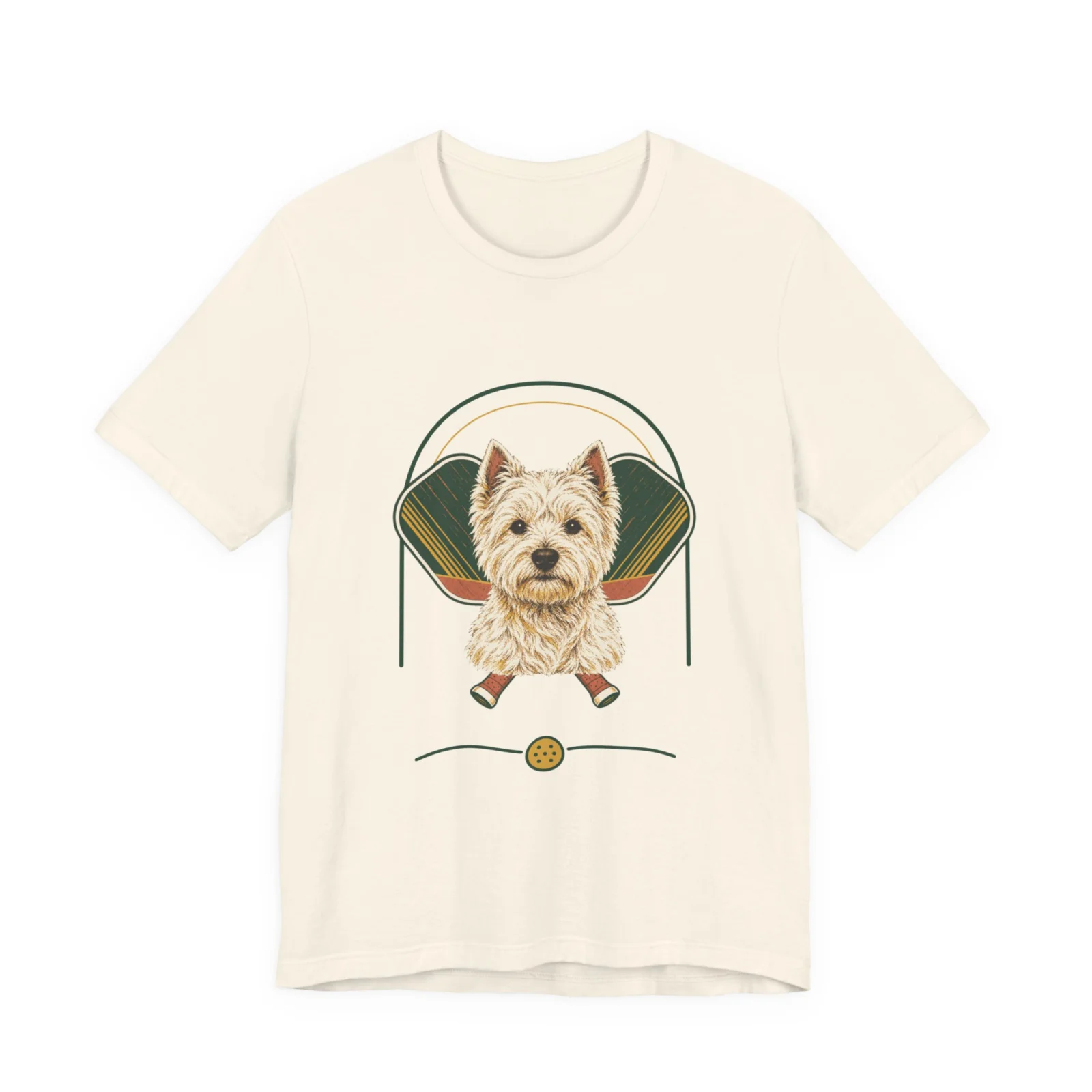 West Highland White Terrier pickleball heritage crest t-shirt in Natural