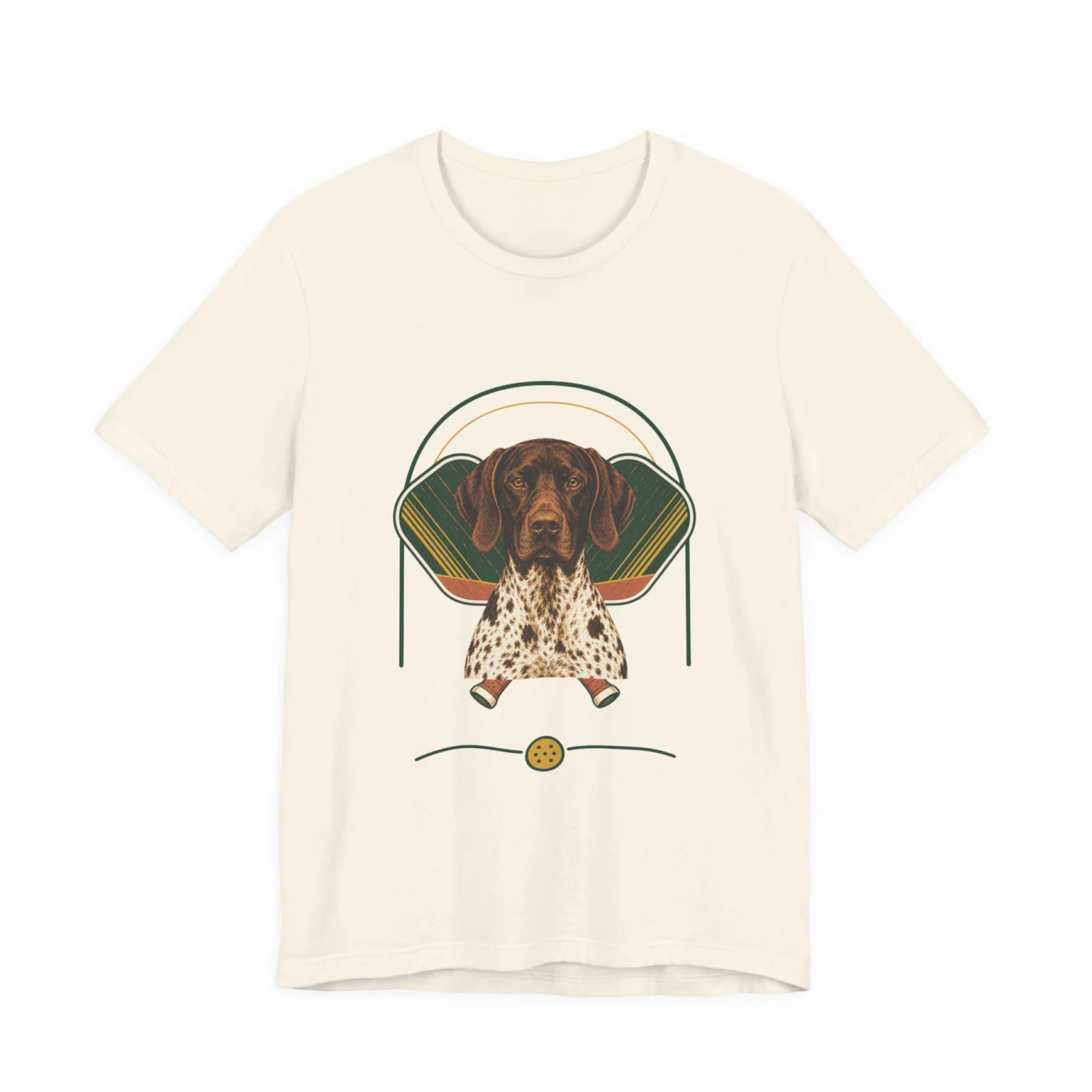 German Shorthaired Pointer pickleball heritage crest t-shirt in Natural