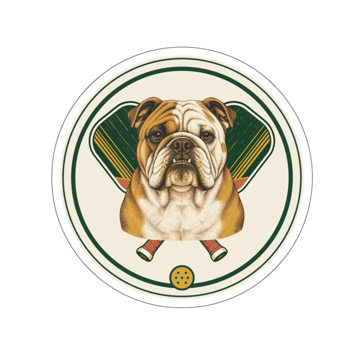 Bulldog pickleball heritage crest die-cut sticker
