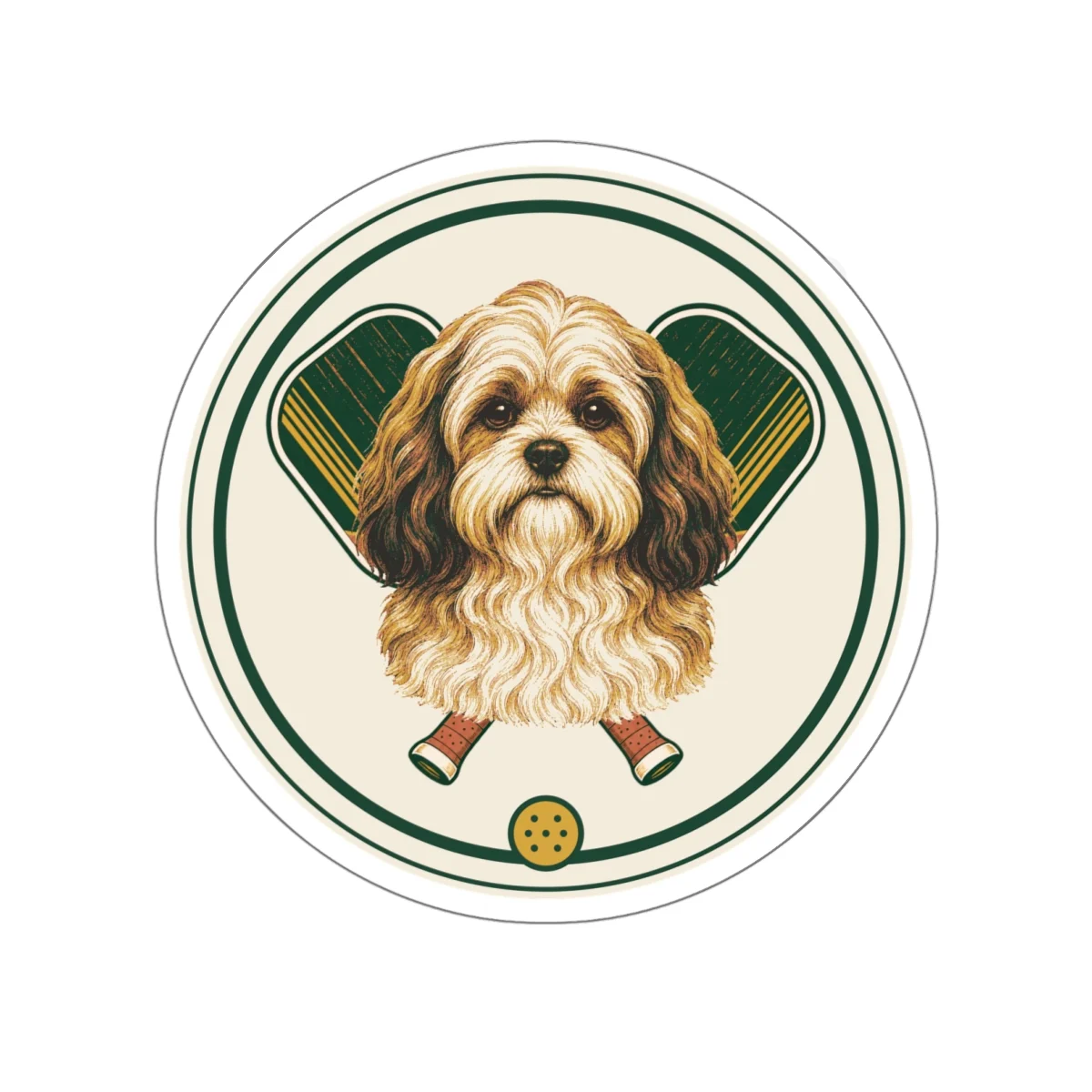 Havanese pickleball heritage crest die-cut sticker