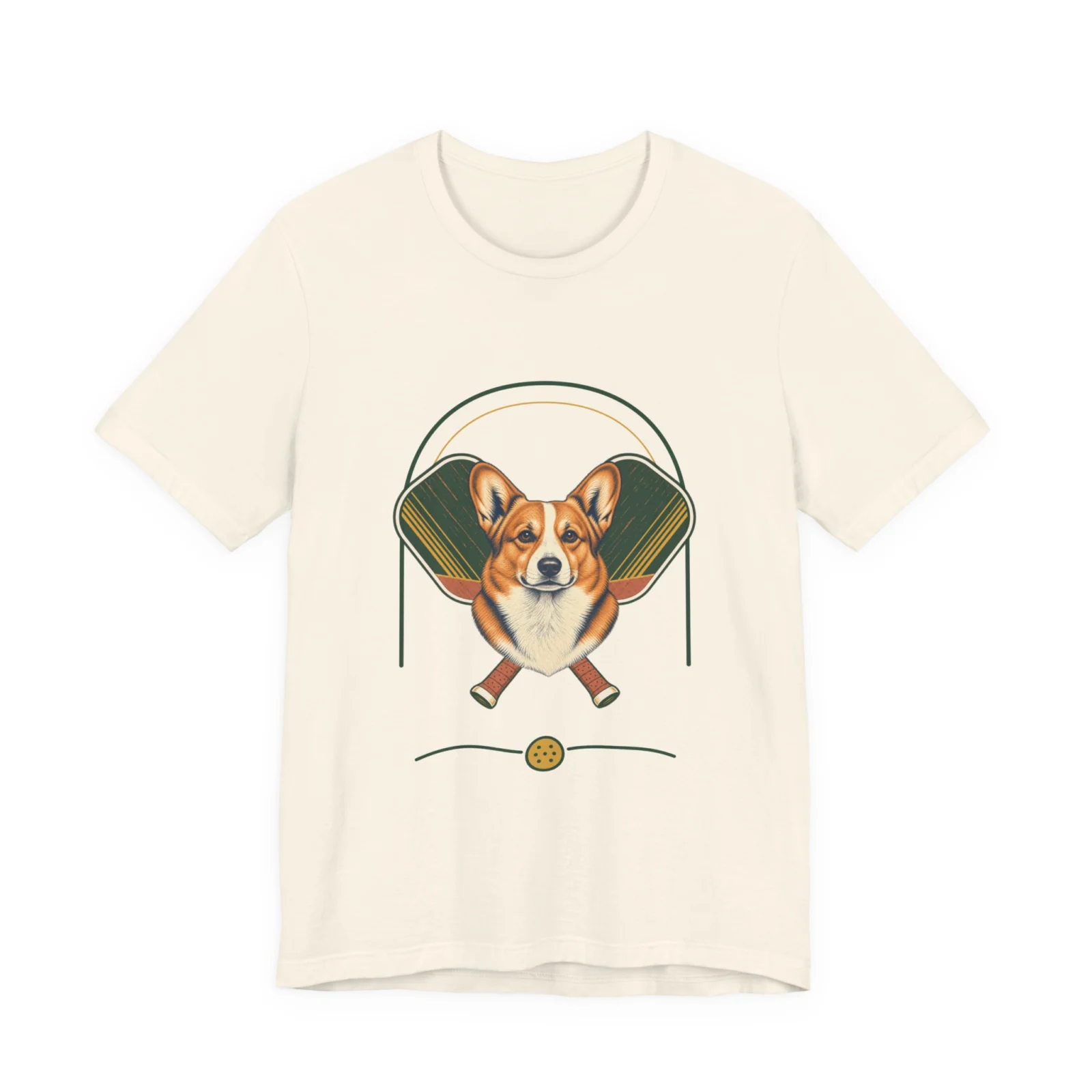 Corgi pickleball heritage crest t-shirt in Natural
