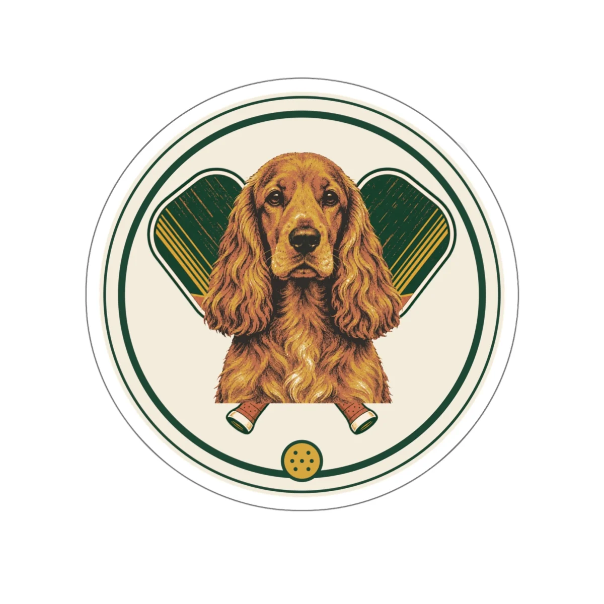 English Cocker Spaniel pickleball heritage crest die-cut sticker