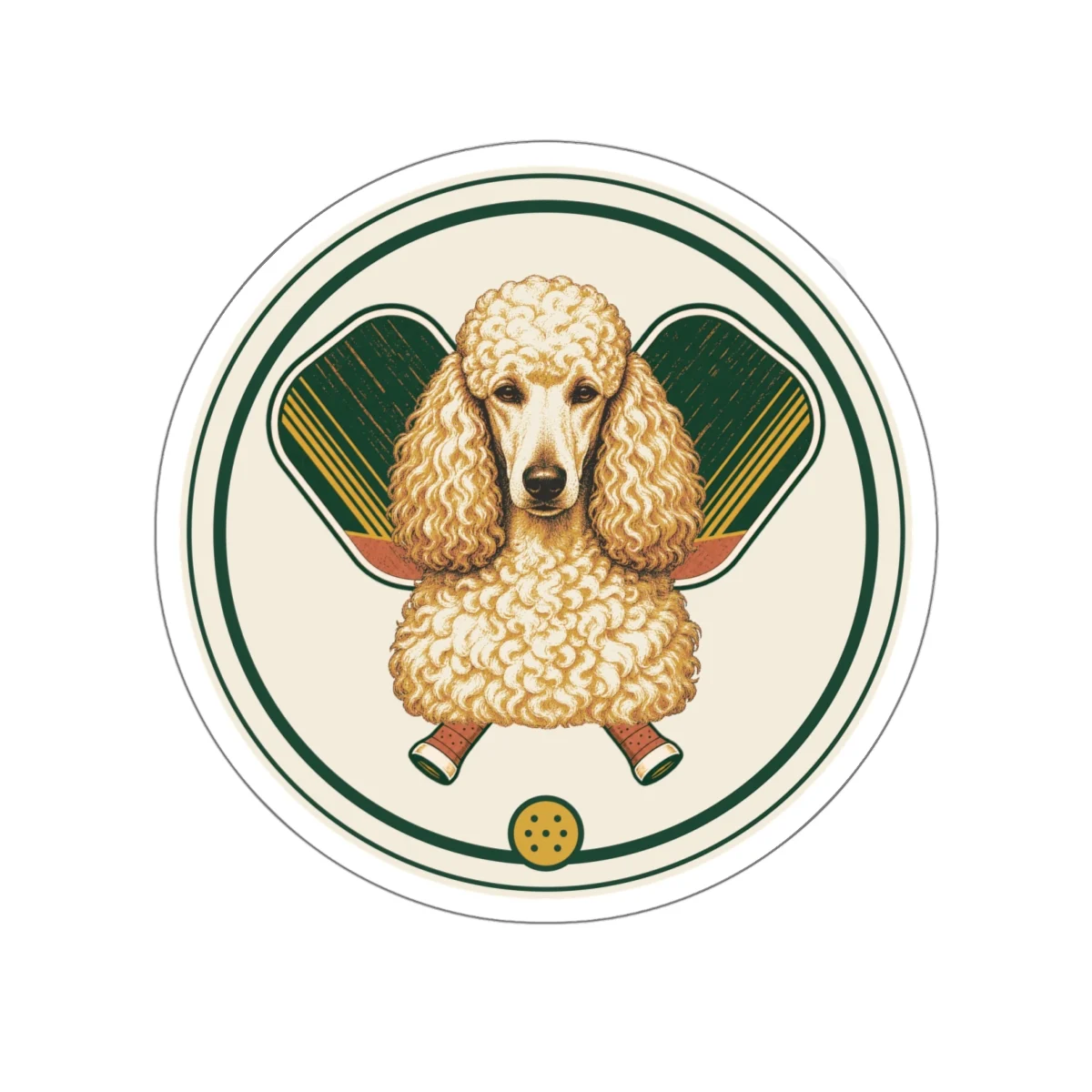 Poodle pickleball heritage crest die-cut sticker