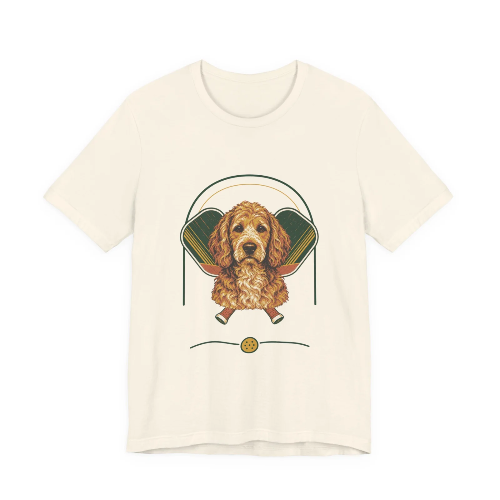 Goldendoodle pickleball heritage crest t-shirt in Natural