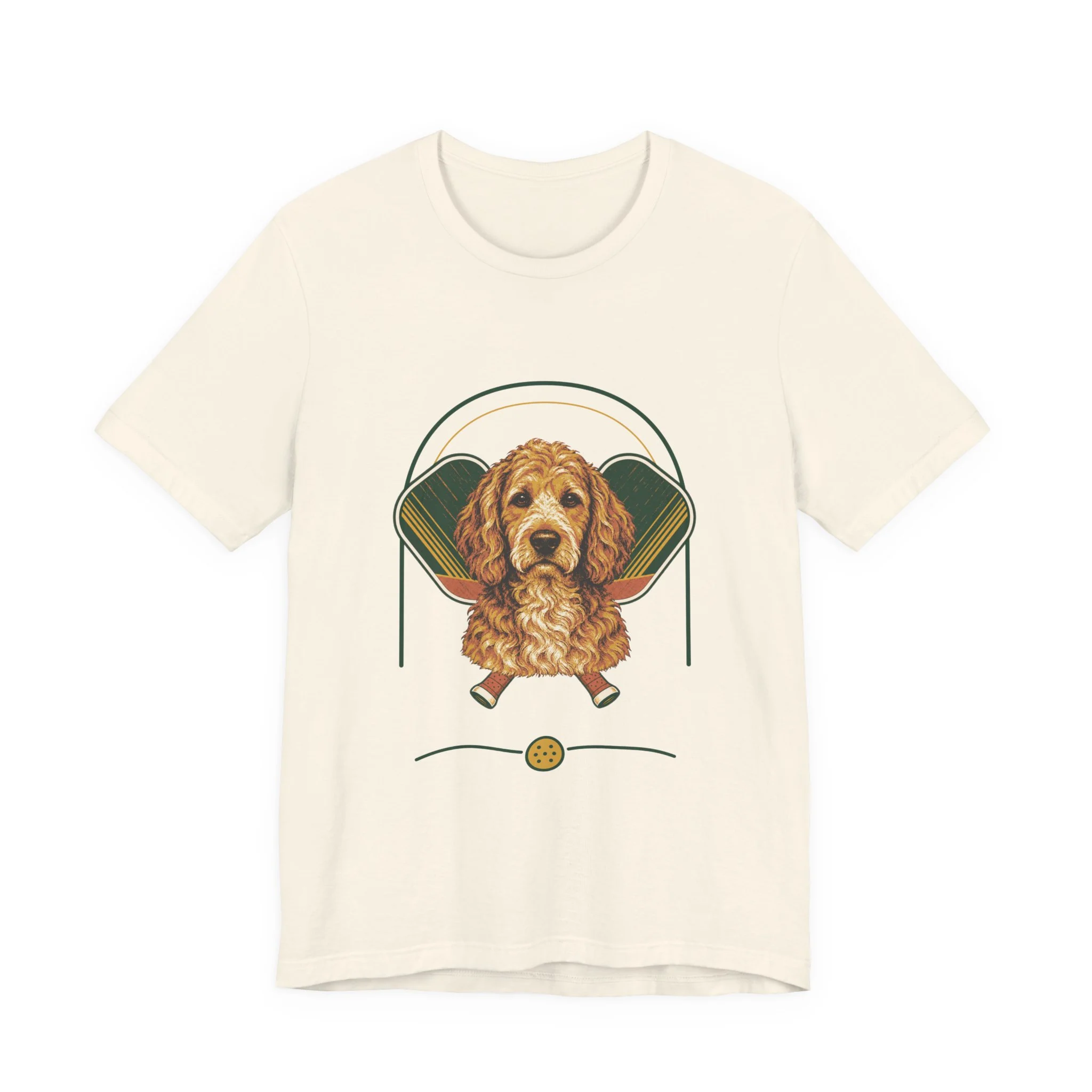 Goldendoodle pickleball heritage crest t-shirt in Natural