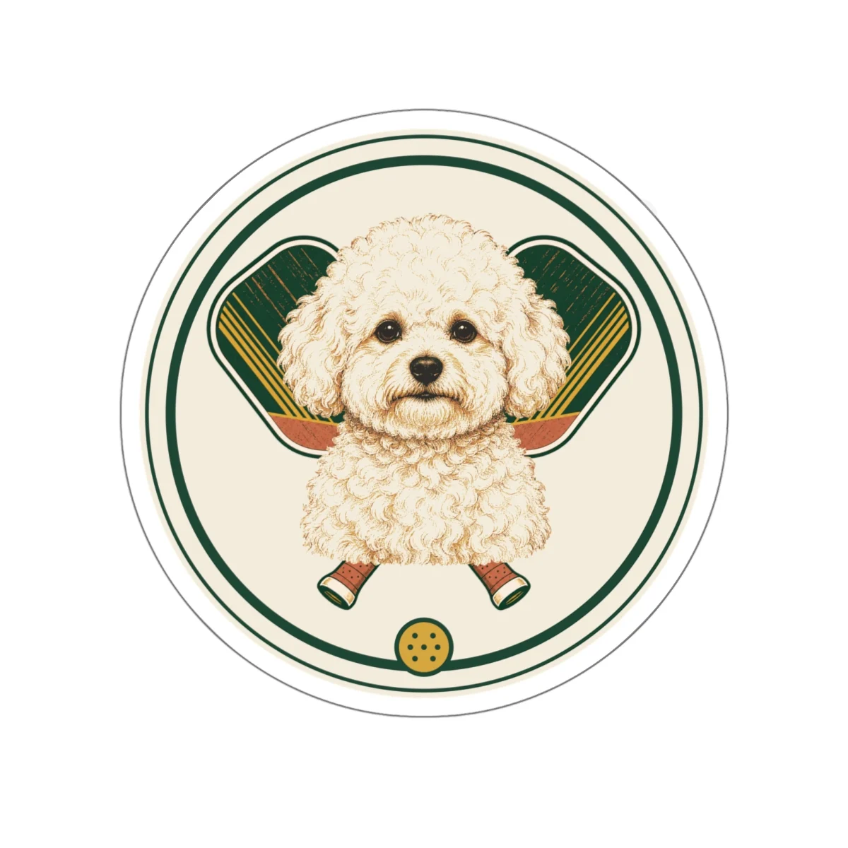 Bichon Frise pickleball heritage crest die-cut sticker