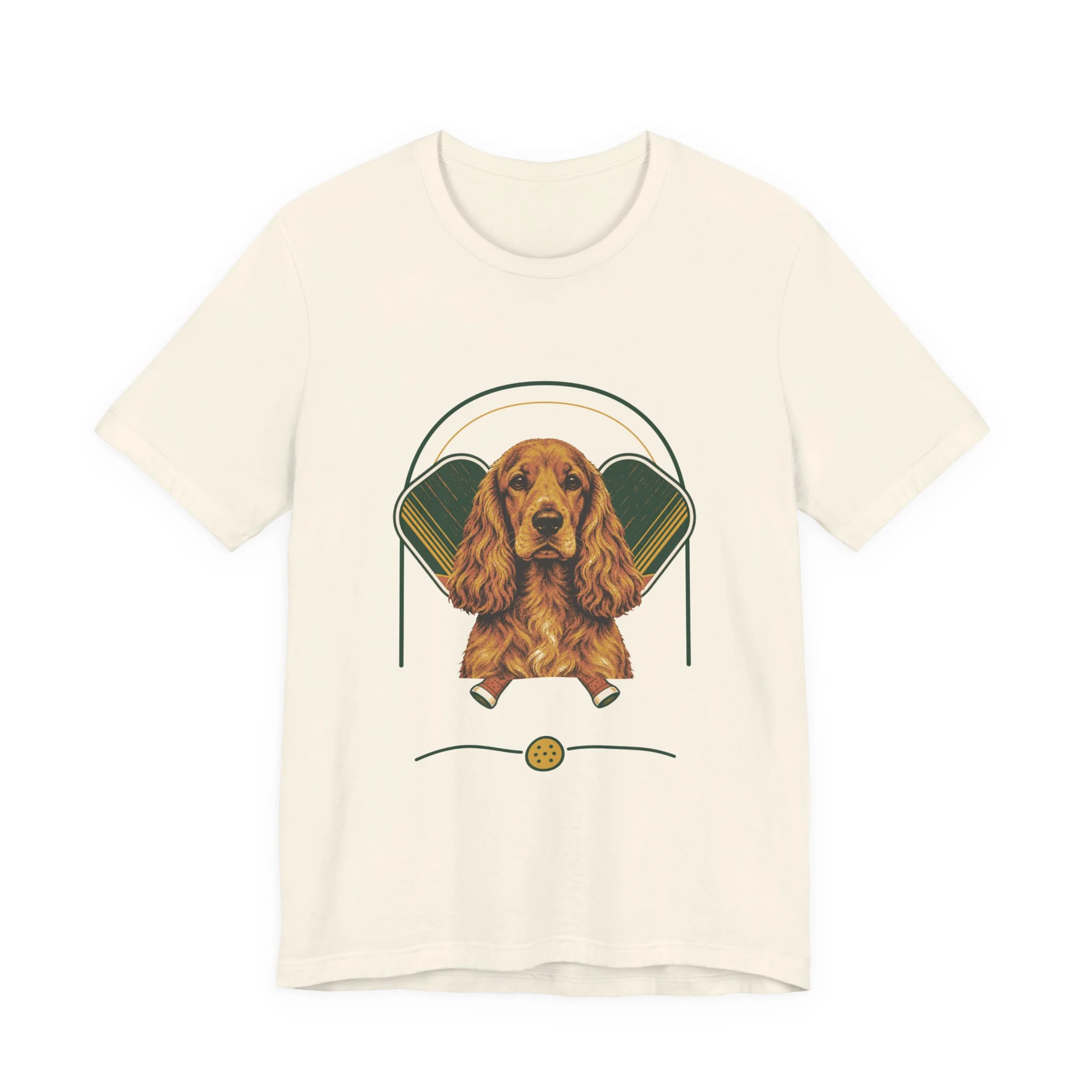 English Cocker Spaniel pickleball heritage crest t-shirt in Natural