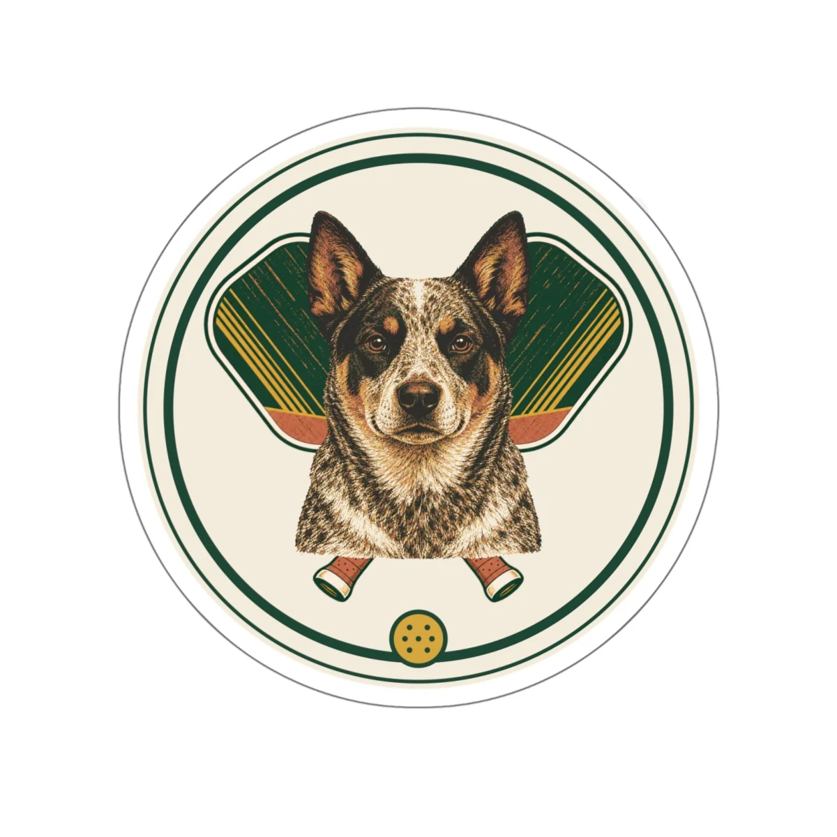 Australian Cattle Dog pickleball heritage crest die-cut sticker