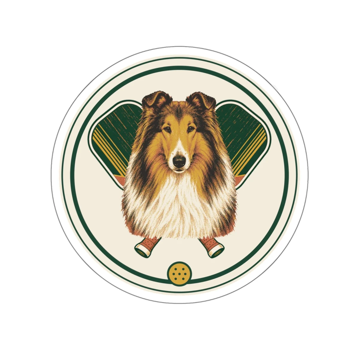 Collie pickleball heritage crest die-cut sticker