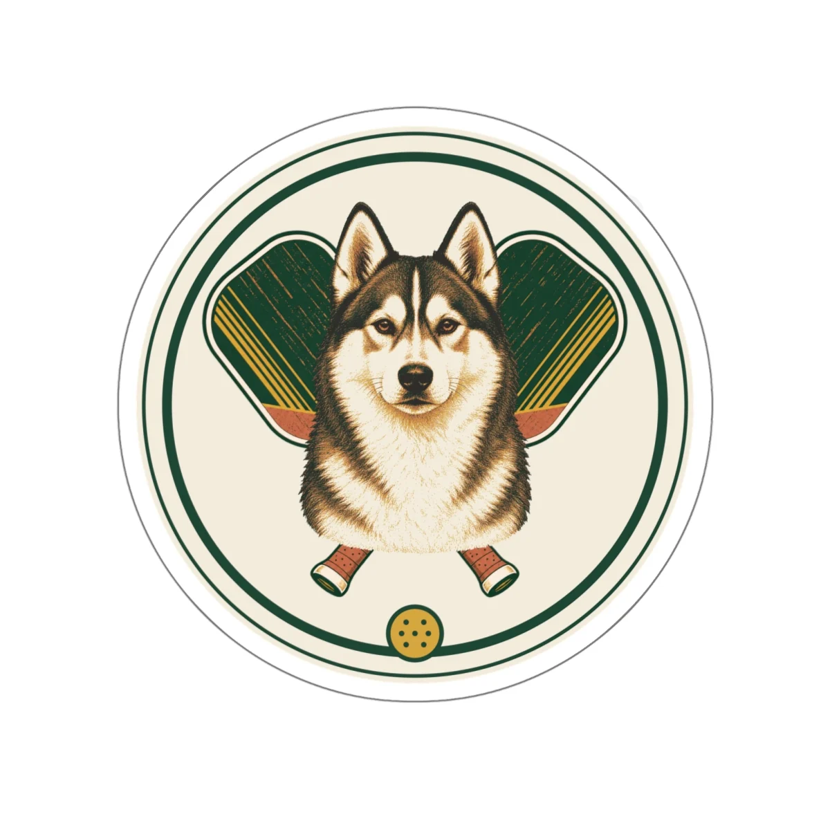 Siberian Husky pickleball heritage crest die-cut sticker