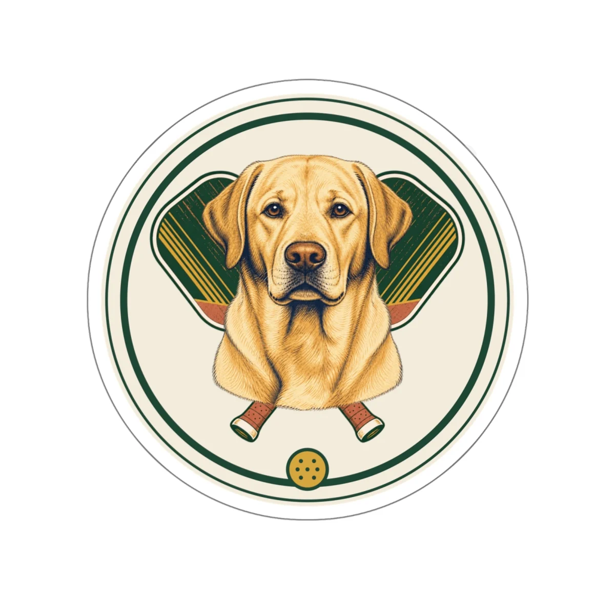 Labrador Retriever pickleball heritage crest die-cut sticker