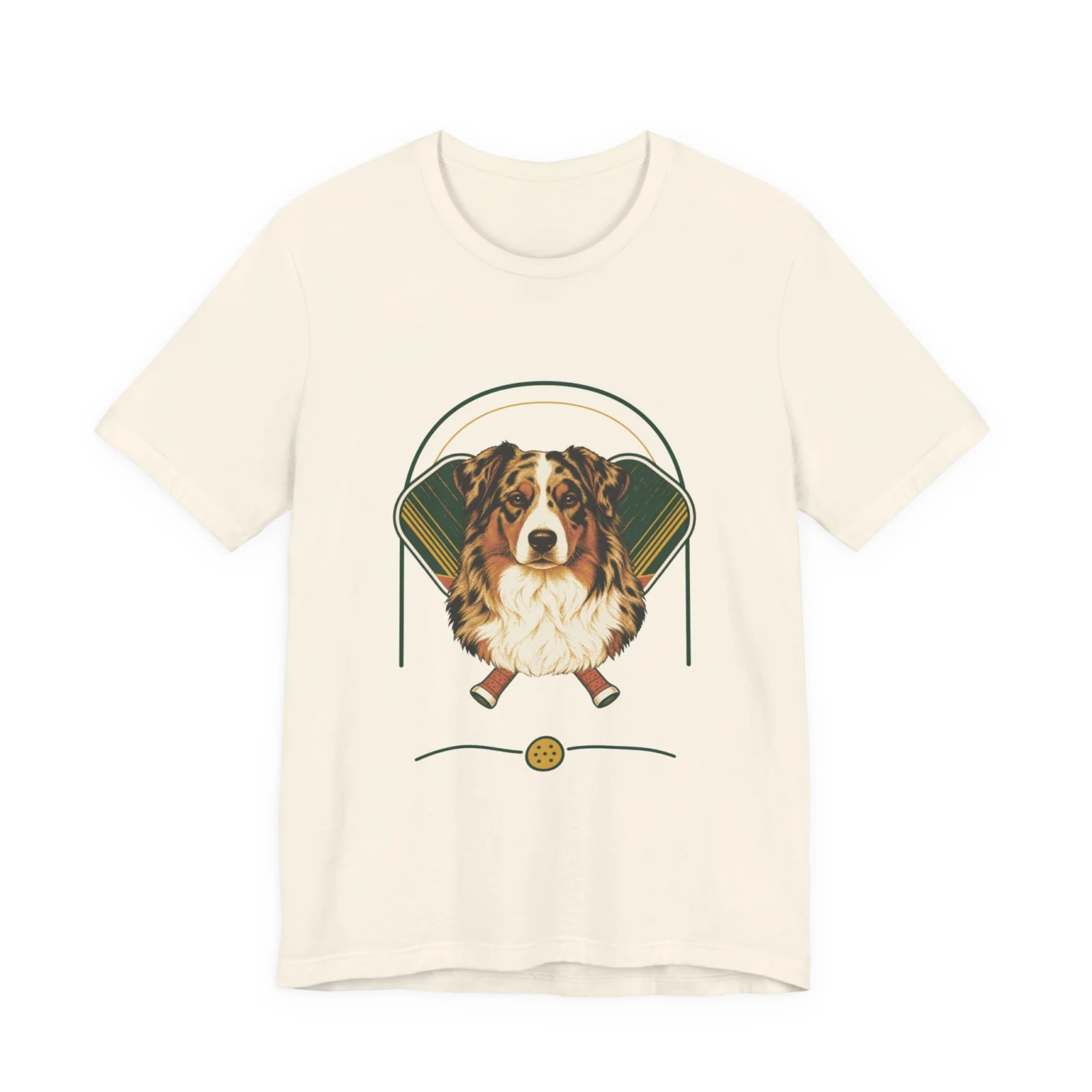 Australian Shepherd pickleball heritage crest t-shirt in Natural