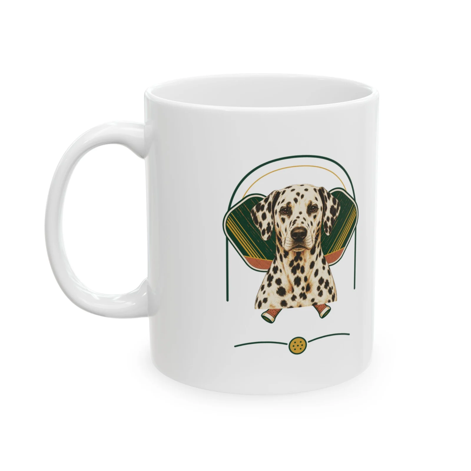 Dalmatian pickleball heritage crest on an 11 oz ceramic mug