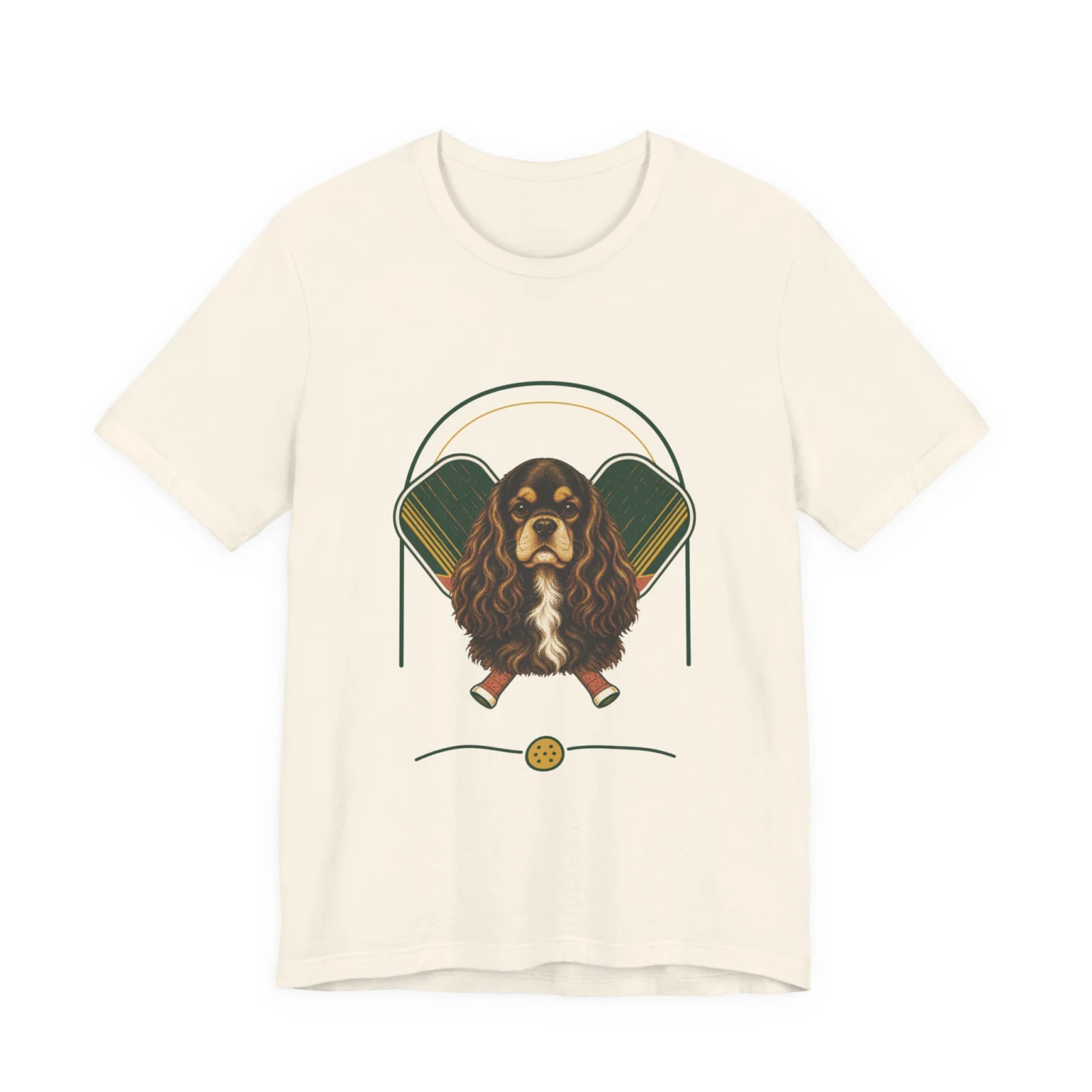 Cocker Spaniel pickleball heritage crest t-shirt in Natural