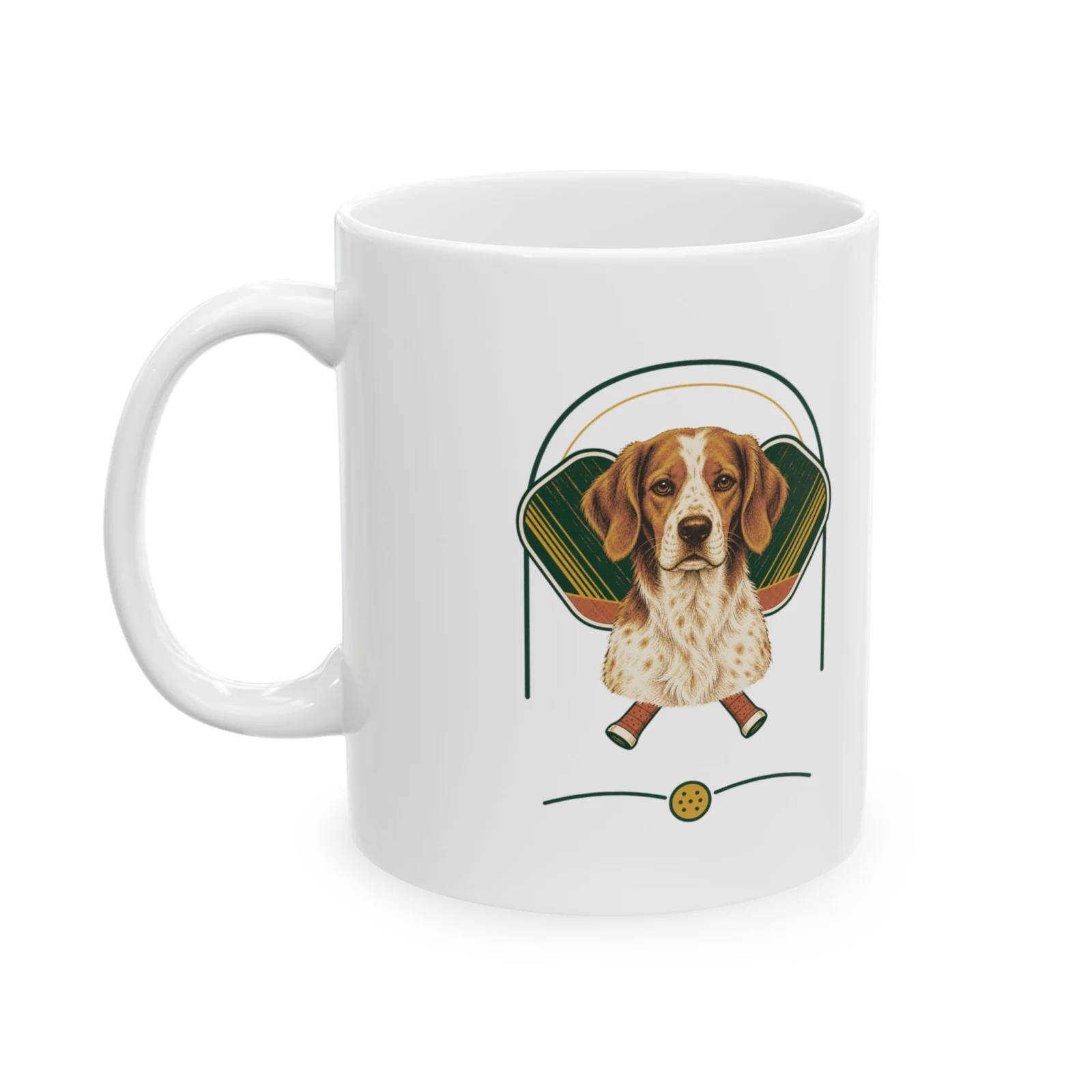 Brittany pickleball heritage crest on an 11 oz ceramic mug
