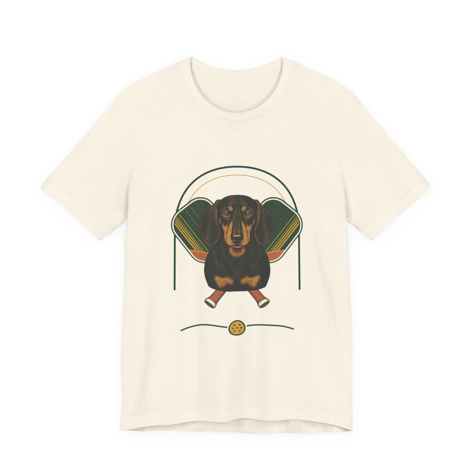 Dachshund pickleball heritage crest t-shirt in Natural
