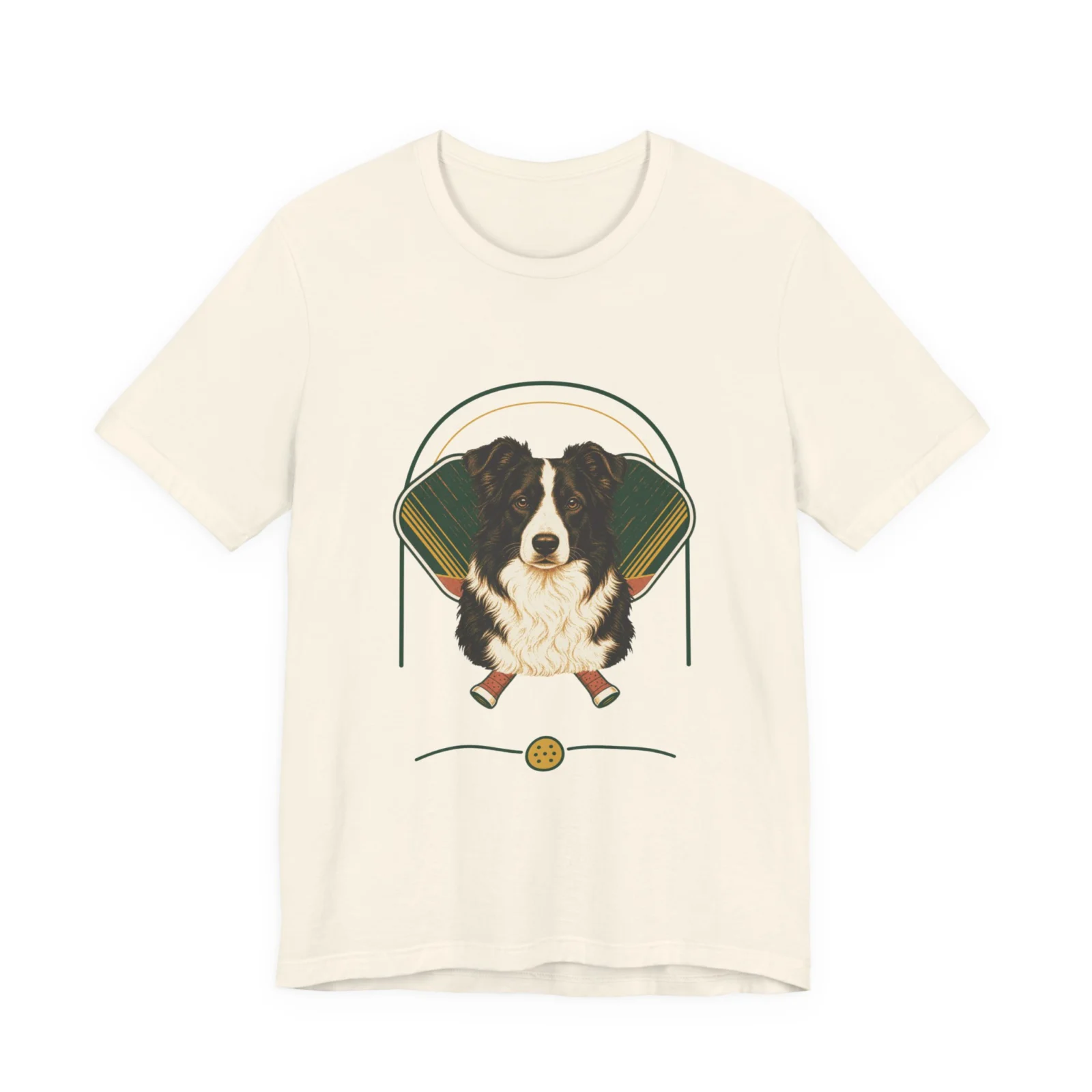 Border Collie pickleball heritage crest t-shirt in Natural