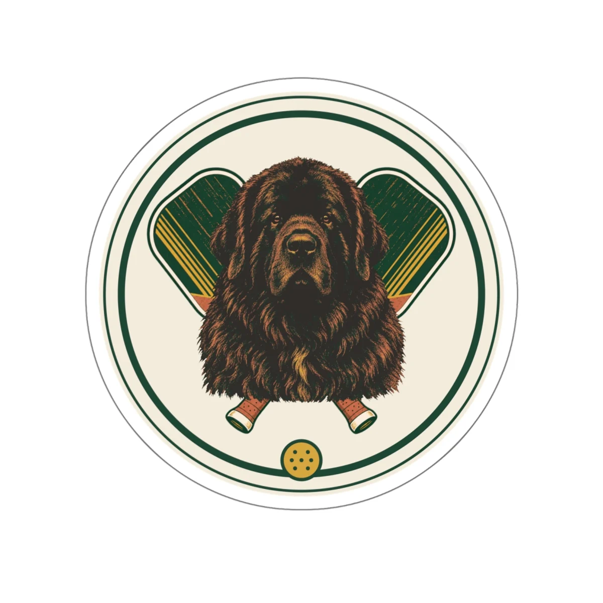 Newfoundland pickleball heritage crest die-cut sticker