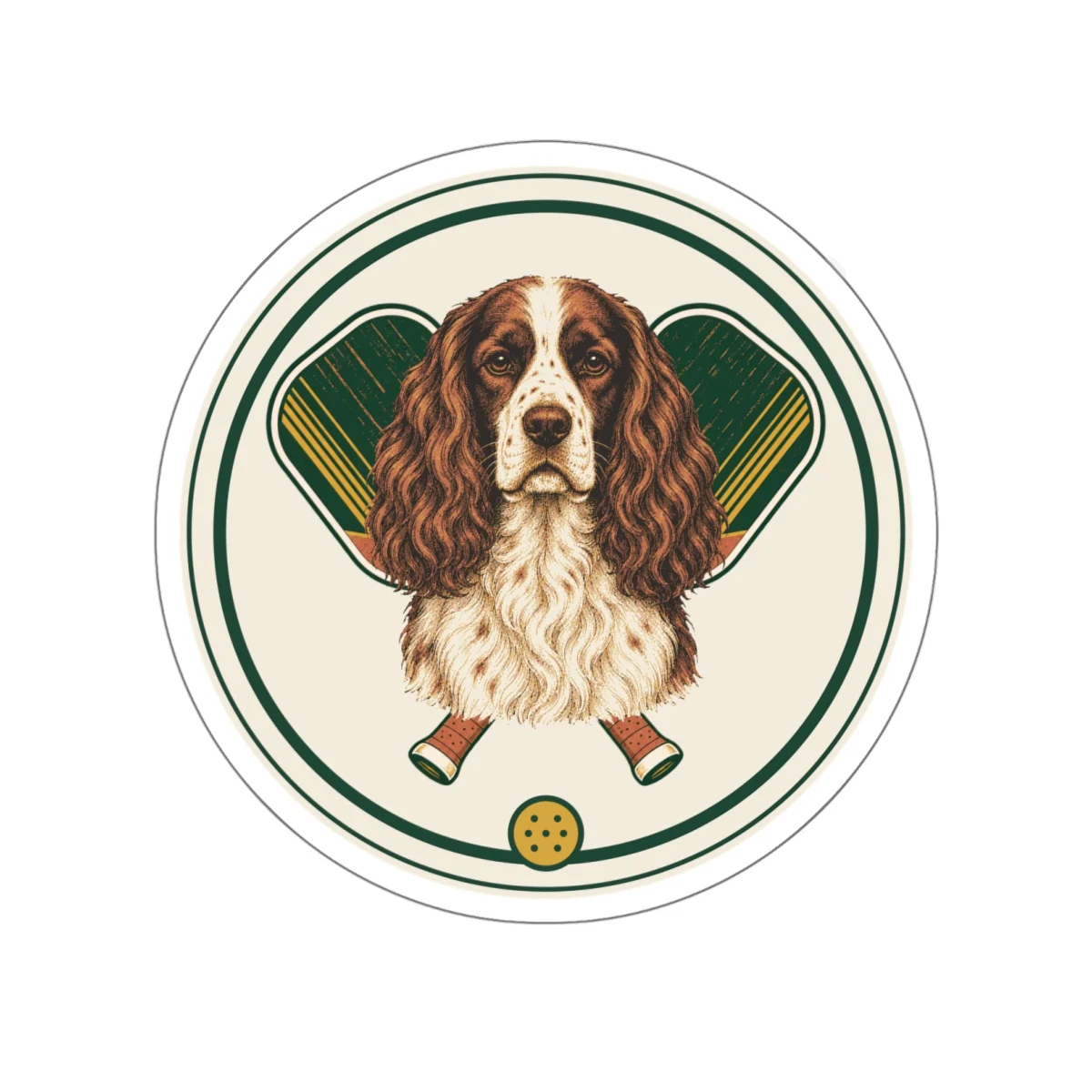 English Springer Spaniel pickleball heritage crest die-cut sticker