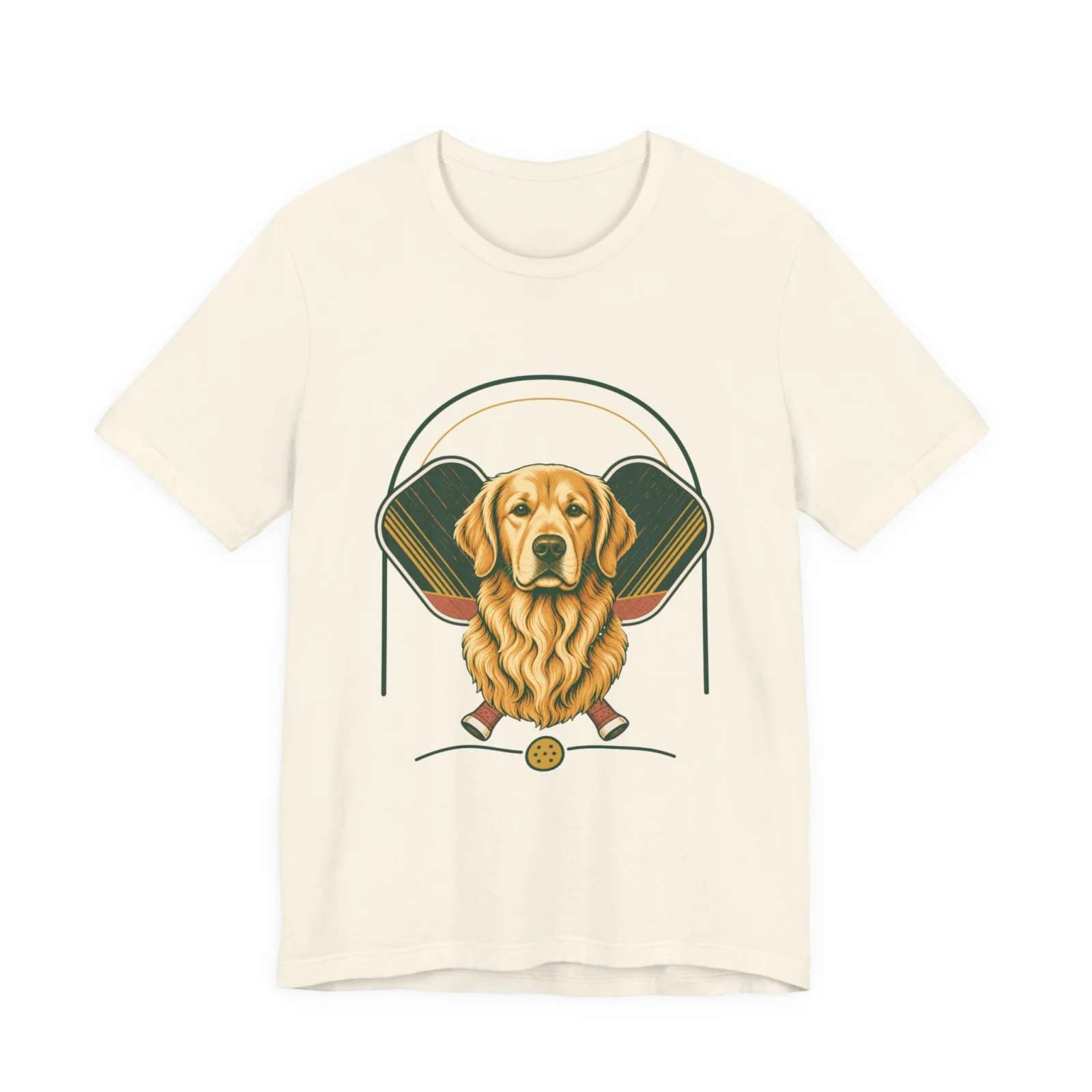 Golden Retriever pickleball heritage crest t-shirt in Natural