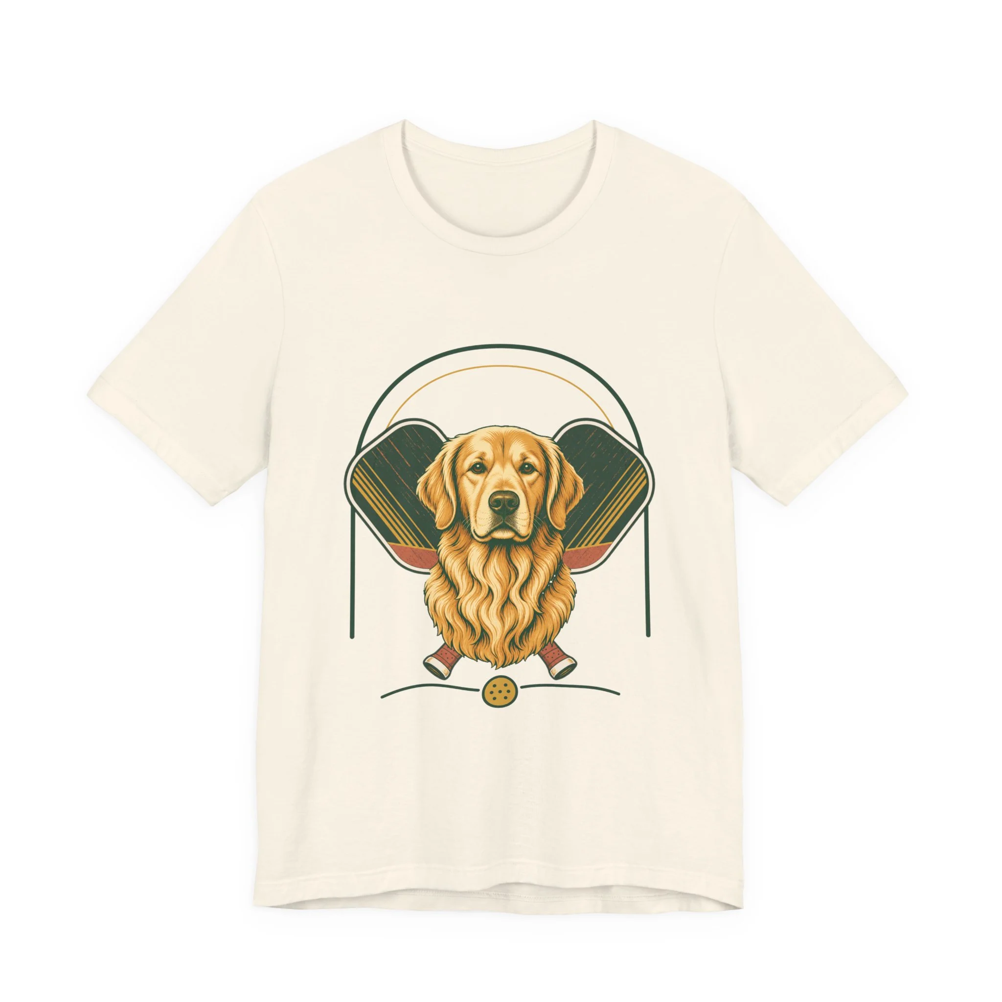 Golden Retriever pickleball heritage crest t-shirt in Natural
